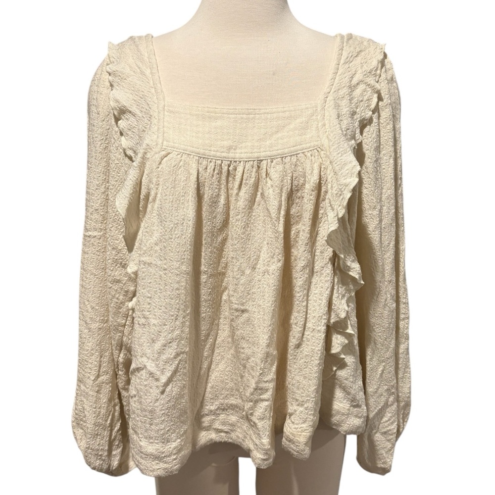 FREE PEOPLE square neck ruffle long sleeve